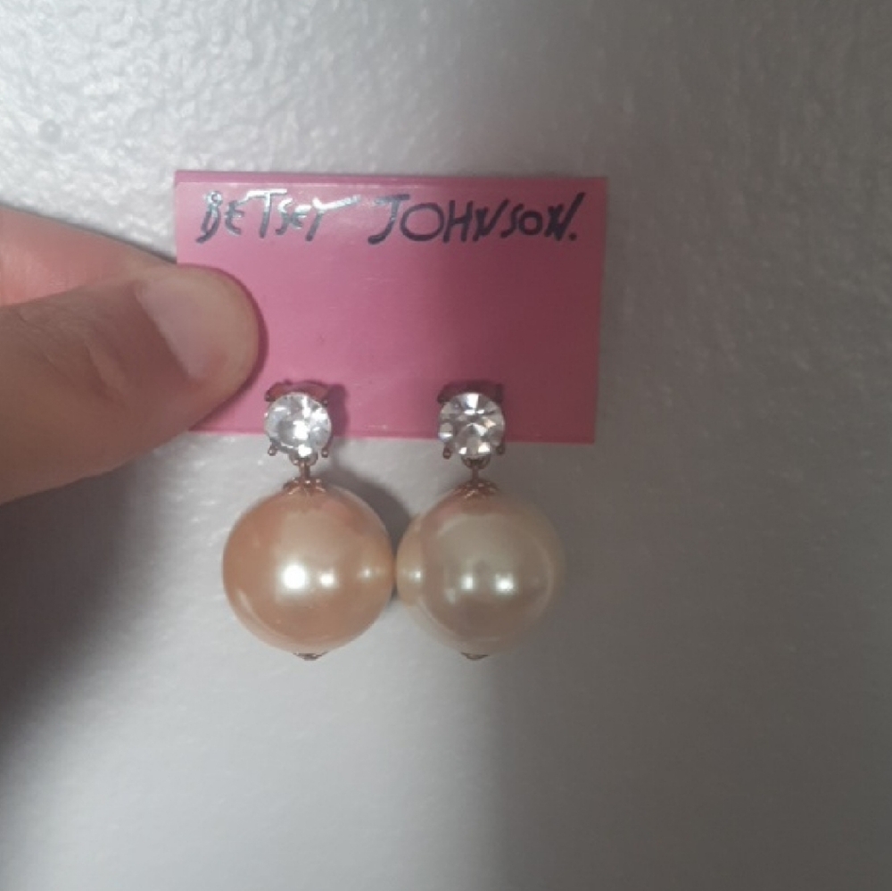 Betsey Johnson Crystal and Pearl Earrings